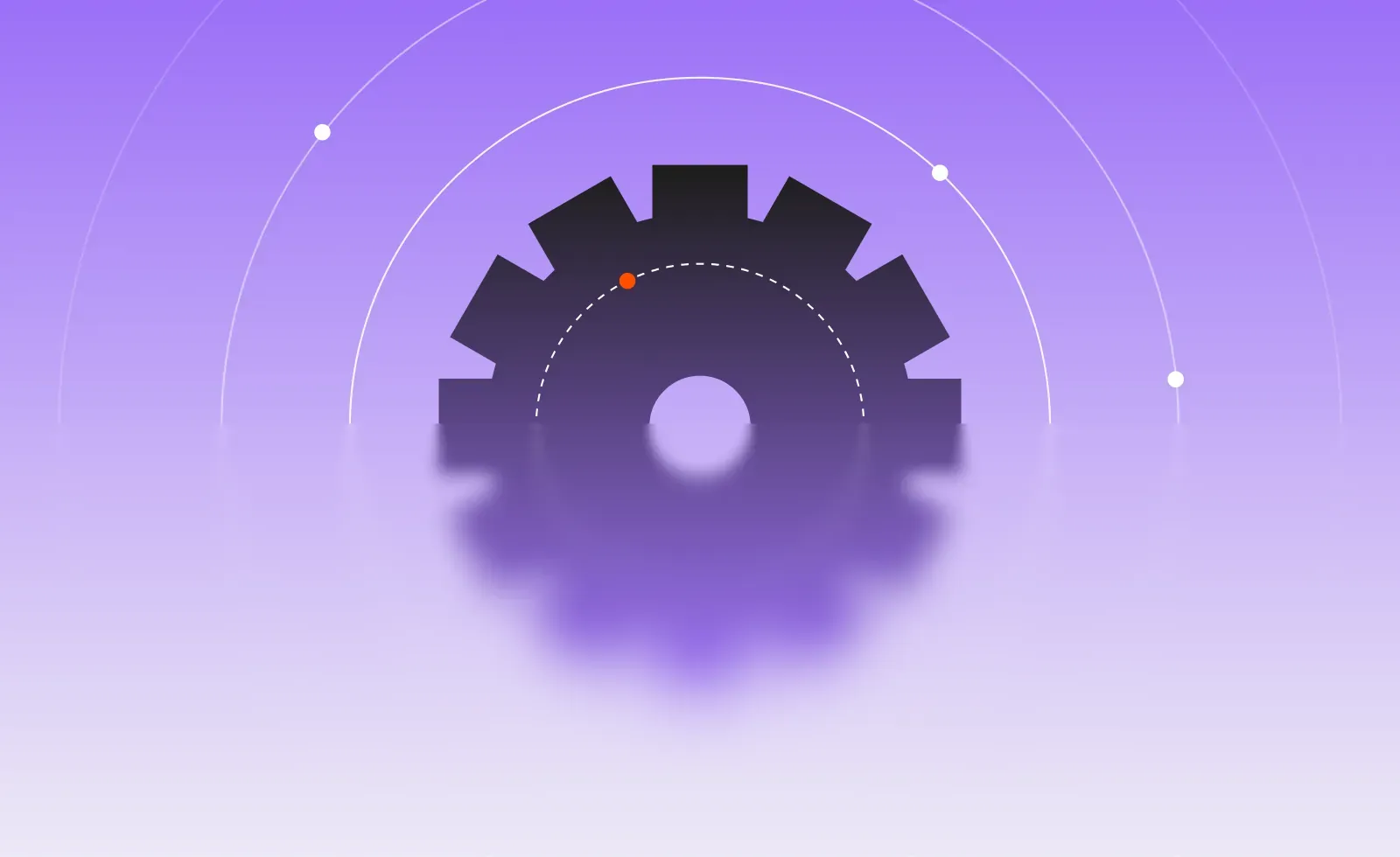 Cog wheel inside concentric rings, half blurred, representing the machine learning process behind AI music models