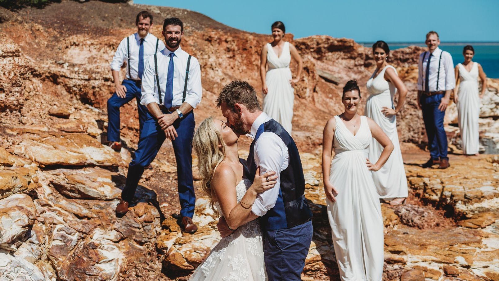 The newly wedded couple at East Point Reserve