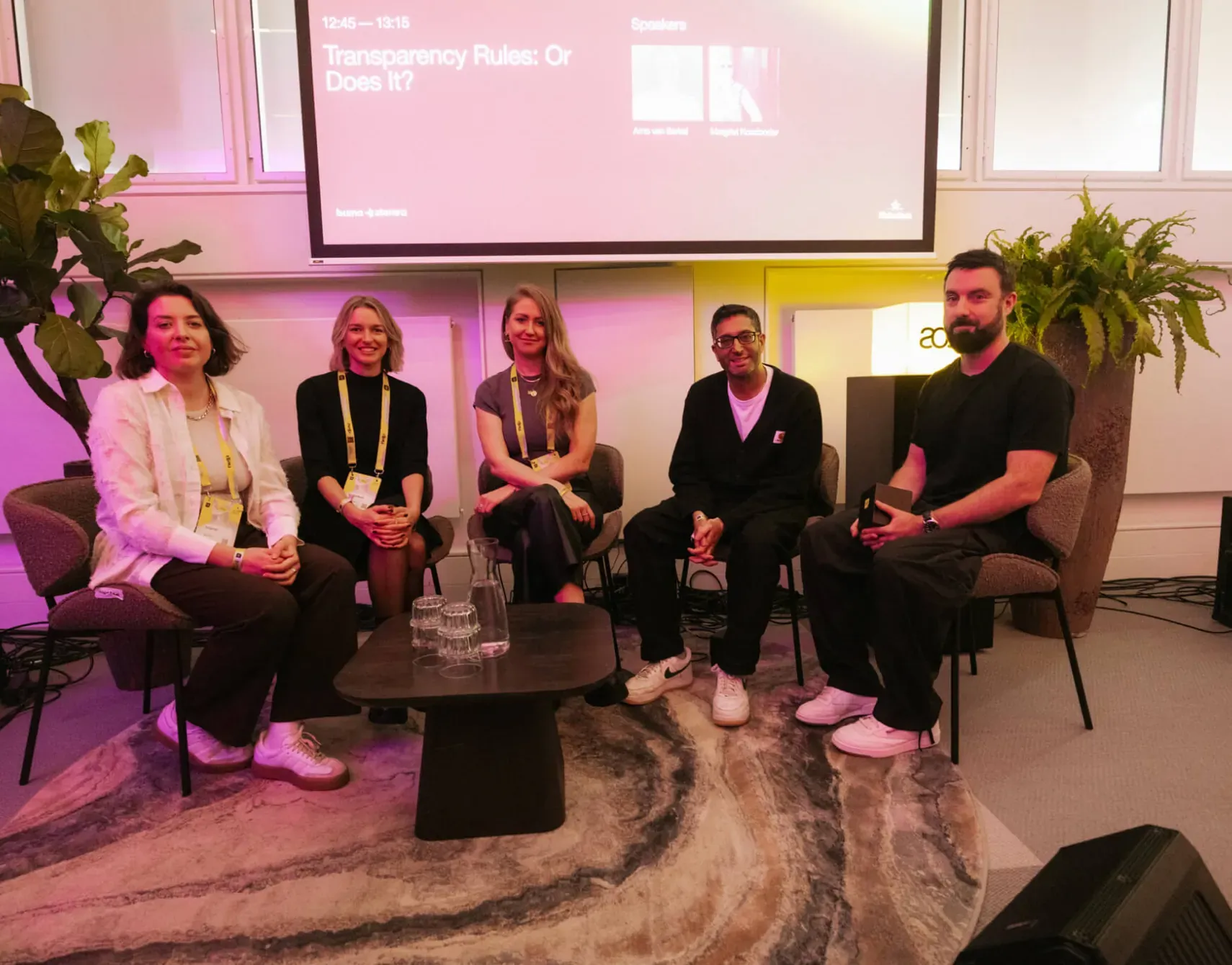 The five Beyond Streaming panellists seated in armchairs on stage at ADE