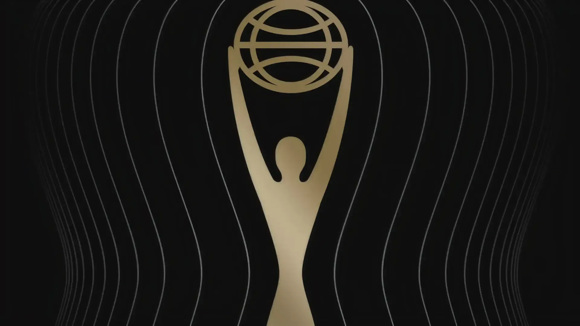 Gold CLIO Award statue on a dark wave-patterned backdrop, featured on the MassiveMusic CLIO win case page