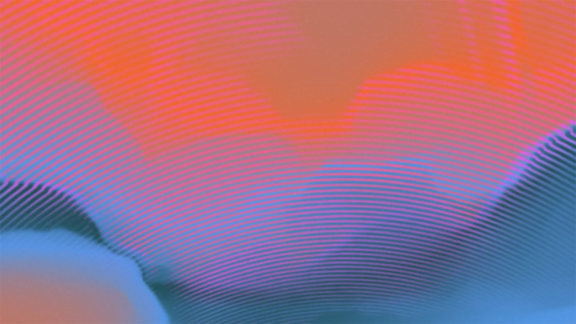 Abstract Shivers brand texture: fine rippling lines over rolling contours of magenta, orange and slate blue
