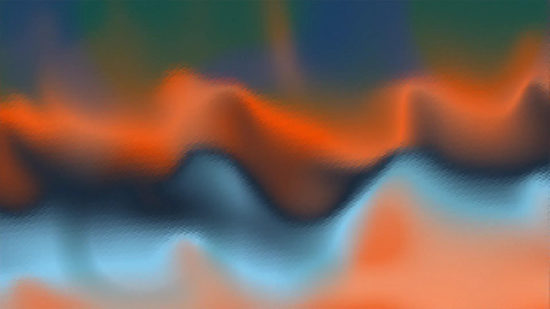 Abstract Goosebumps brand texture: a blurred wave ridge running across soft bands of dark teal, orange and sky blue
