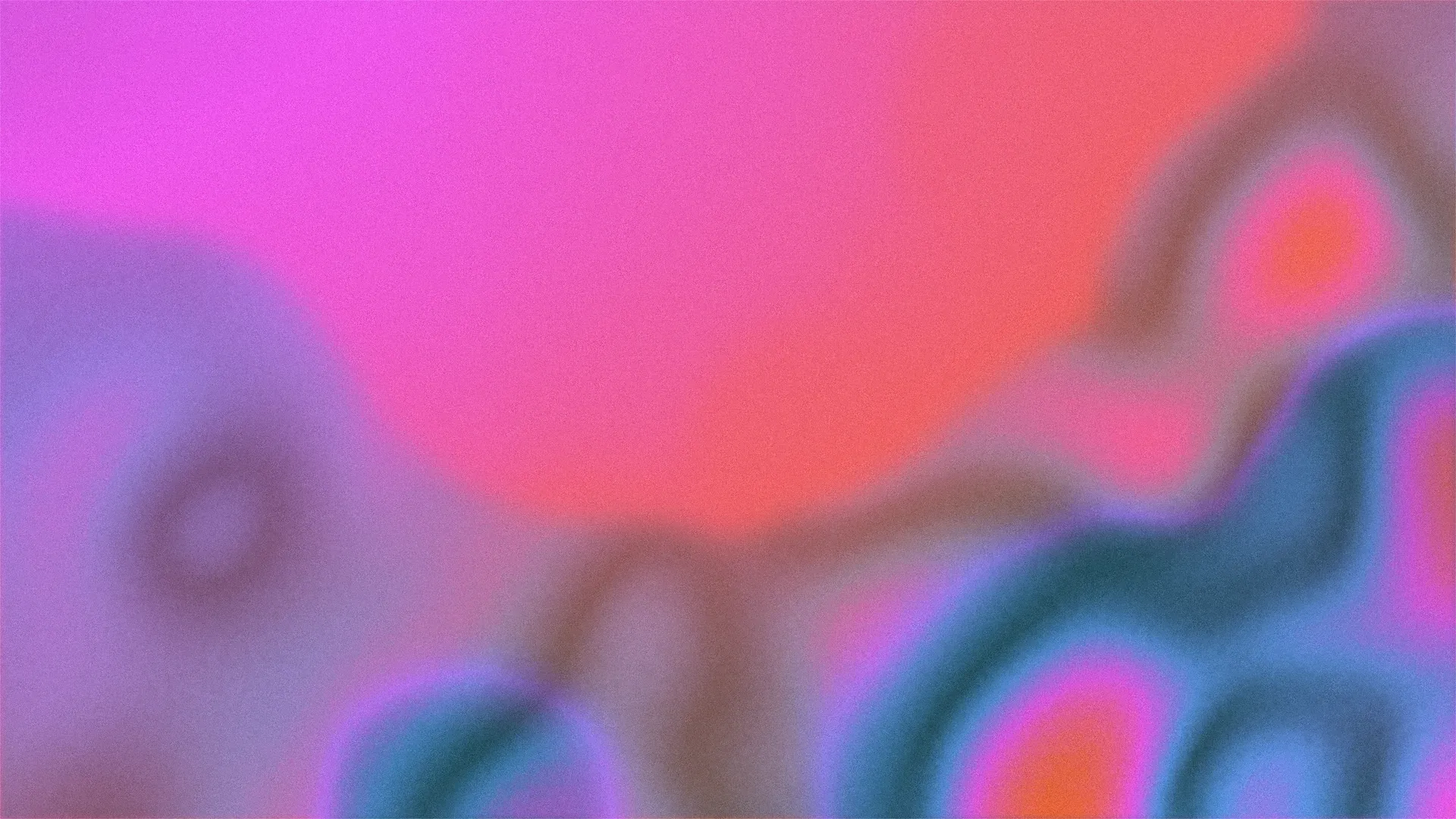 Abstract Dilating brand texture: liquid marbled shapes with ring-like pools in magenta, orange and slate blue