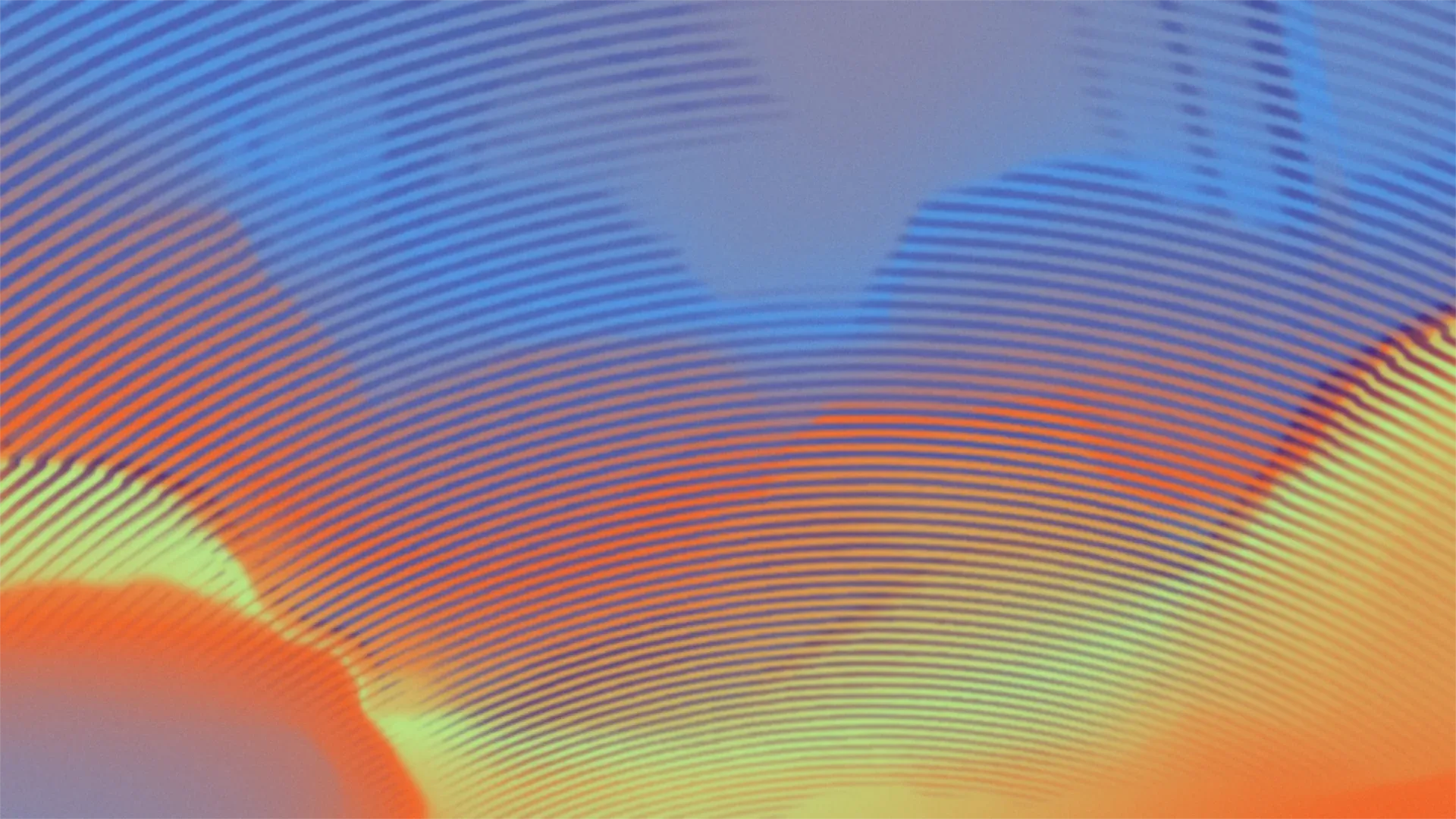 Abstract Shivers brand texture: fine rippling lines over rolling contours of indigo, blue and yellow