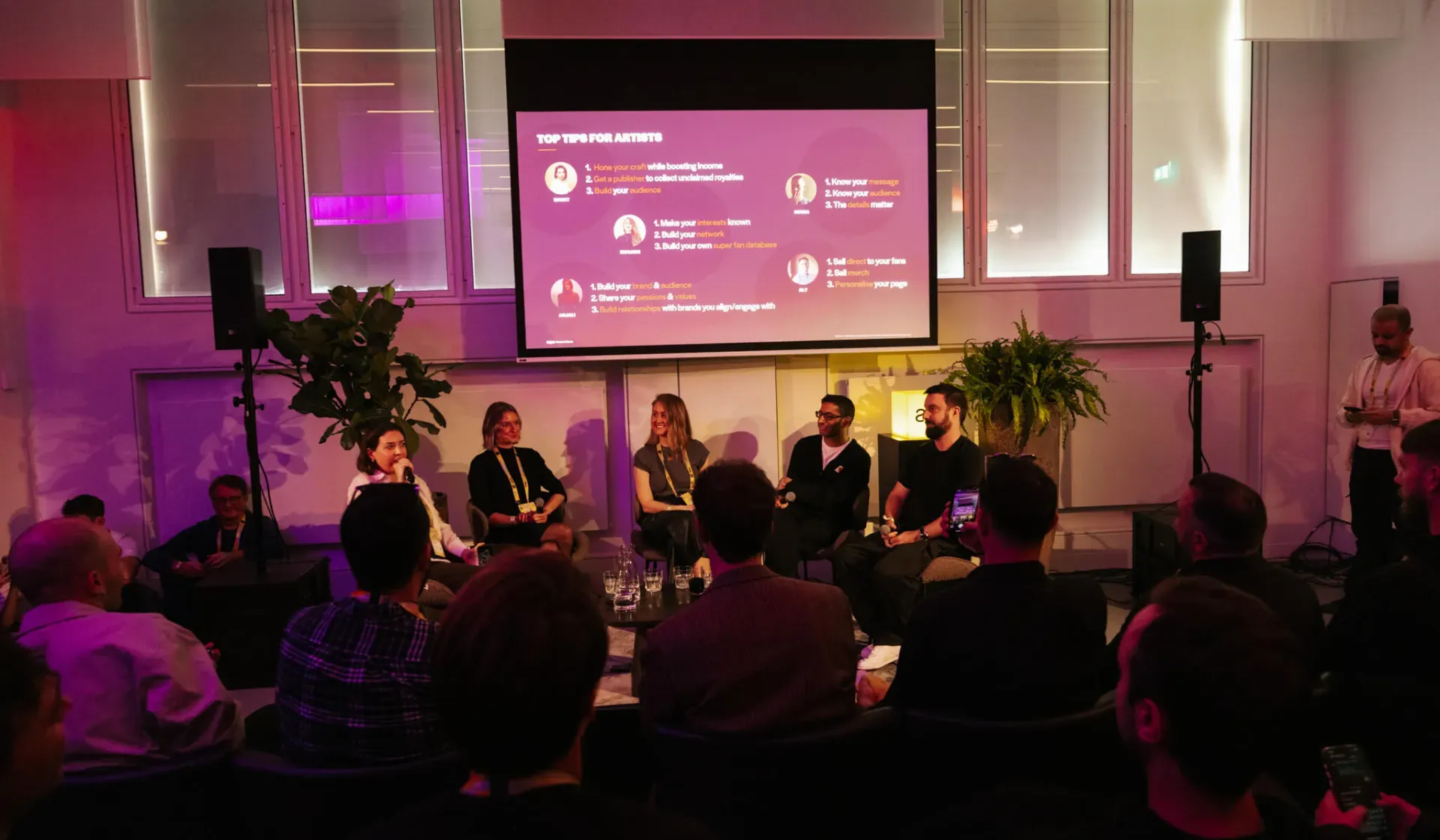 Wide view of the Beyond Streaming panel and audience at MassiveMusic's ADE talk