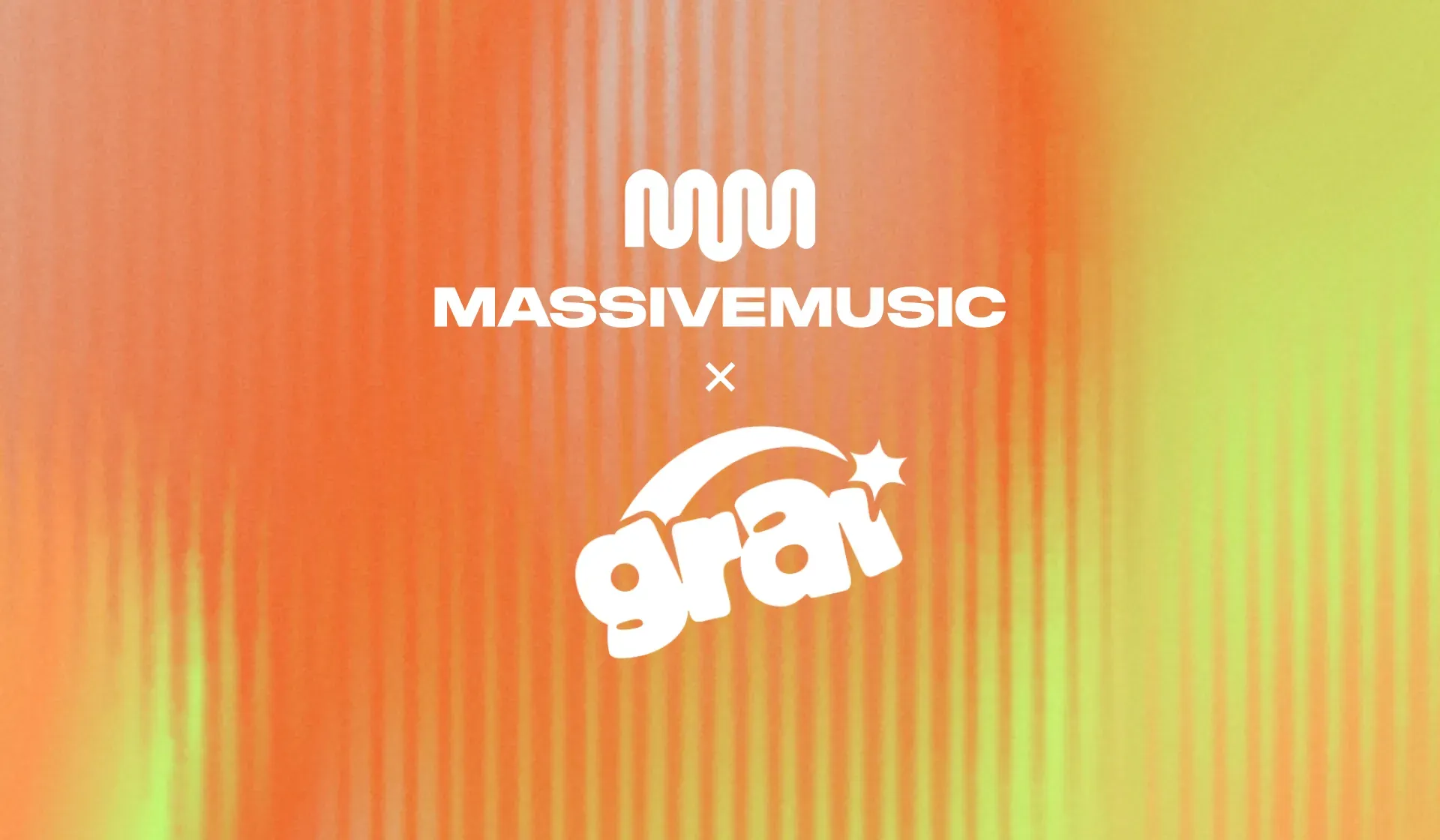 MassiveMusic and GRAI logos on an orange gradient, announcing their catalogue and licensed AI data partnership