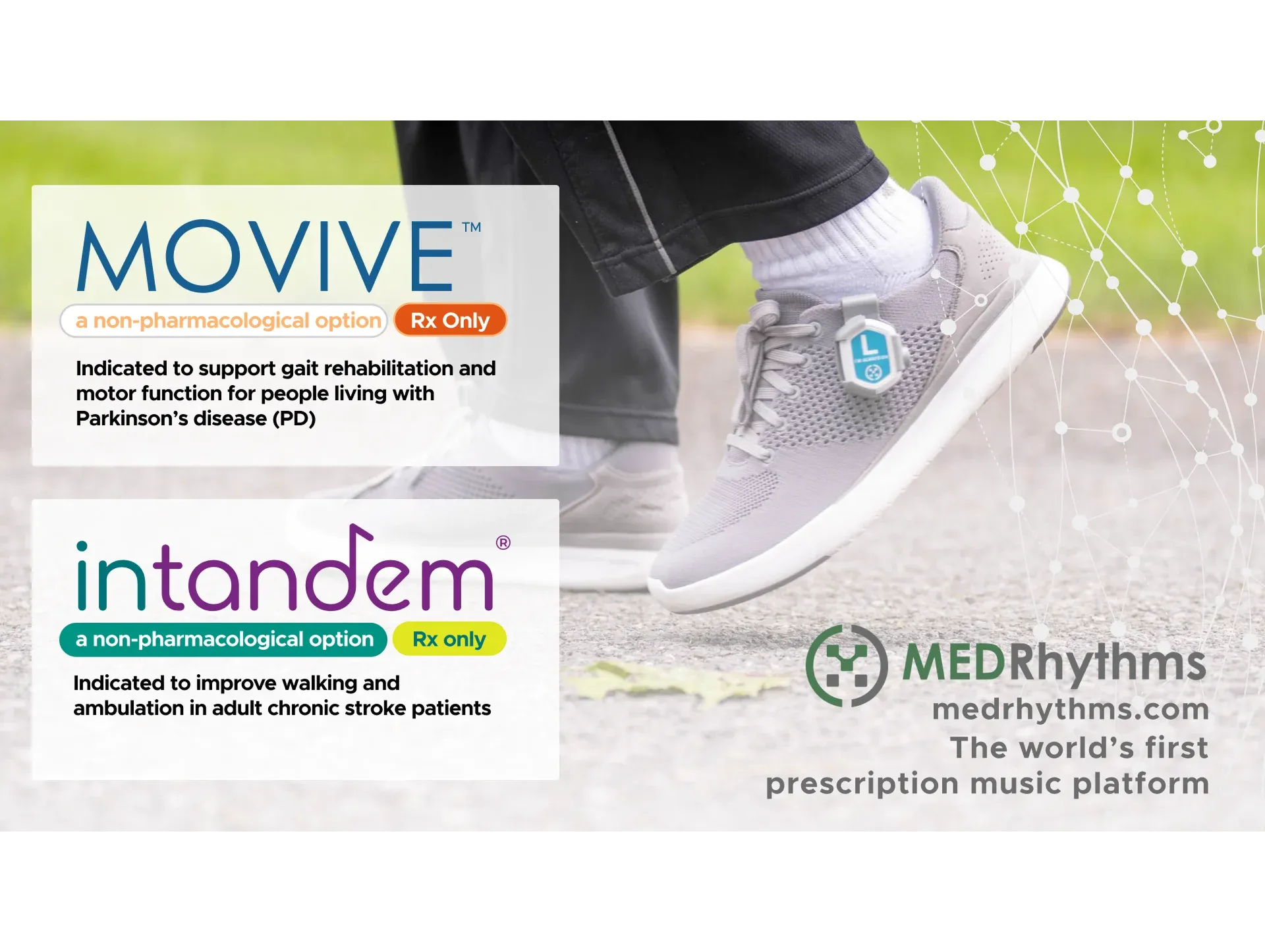 MEDRhythms ad pairing the Movive and intandem apps to support walking rehabilitation in everyday life