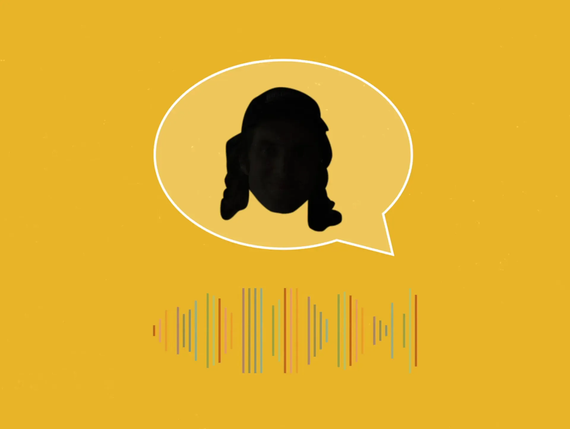 Speech bubble containing a face above a sound waveform, from the Sound of Wikimedia campaign