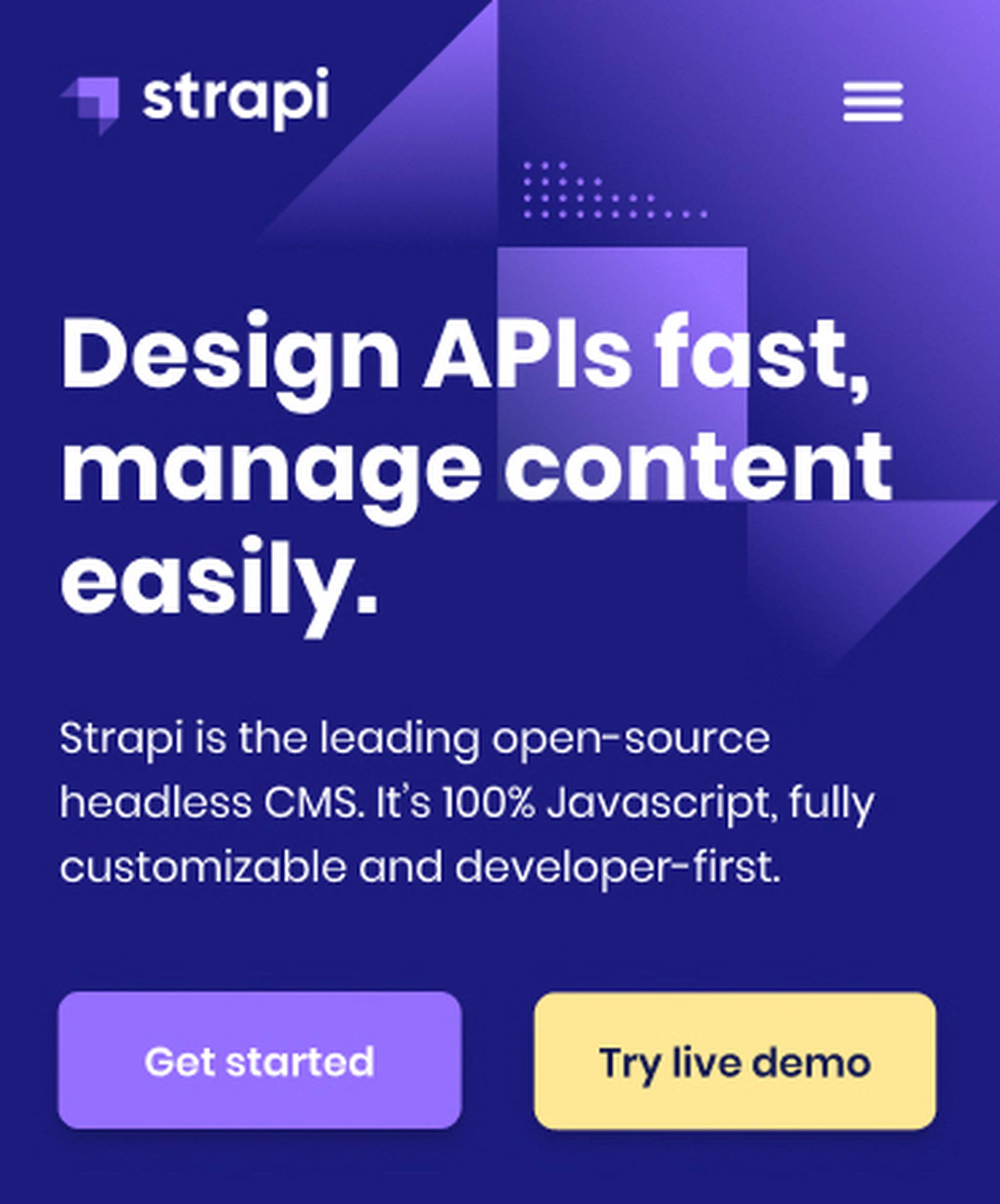 Strapi homepage preview