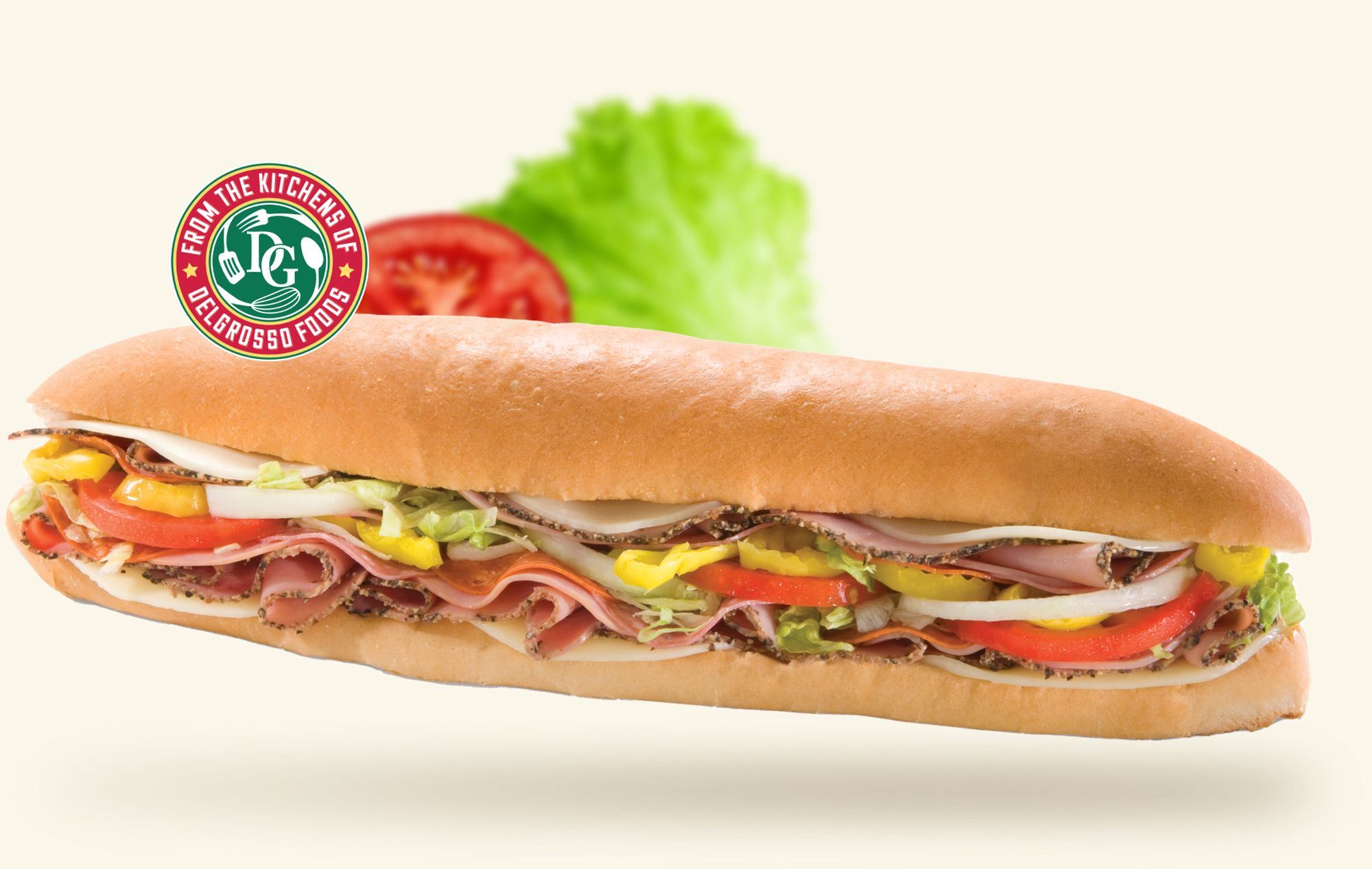 Marianna's Fundraisers Italian Hoagie with badge saying 'from the kitchens of DelGrosso'