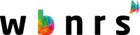 Logo with stylized letters "wbnrs," featuring a colorful gradient and a triangular design element on the top right.