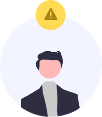 man with warning triangle