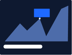 Icon of a stylized mountain with a flag on top, symbolizing achievement. The background is dark, and the mountain is in shades of blue.