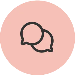 Illustration of chat bubbles in a pink circle