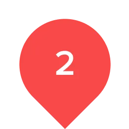 A red pointed dot with the number "2" inside.