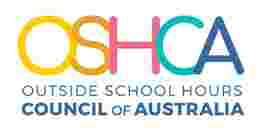 Logo of OSHCA, Outside School Hours Council of Australia, with colorful letters on a white background.