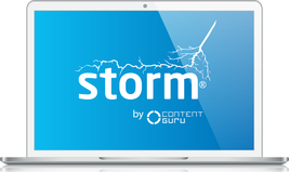 laptop screen displays storm