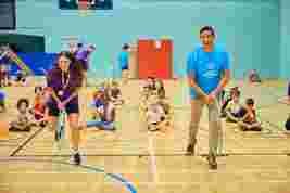 JAG staff playing in a sports hall