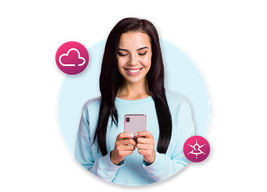woman smiles after learning about the benefits of cloud contact centers