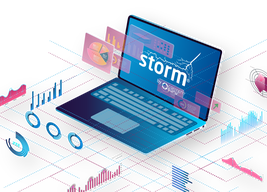 laptop displays storm cloud contact center software