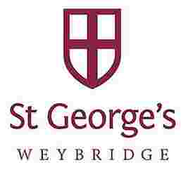 St George's Weybridge logo with a maroon cross on a shield above the name.
