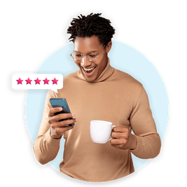 male customer leaves positive review on social media