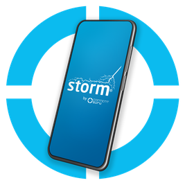 phone with roundel displaying the storm CX solution