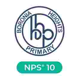 Logo of Boronia Heights Primary with stylized initials "bhp" and a green "NPS 10" badge below.