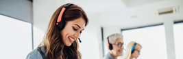 Woman Contact Center Smiling on Teams