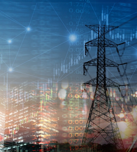 Elektrické vedení s čísly v pozadí