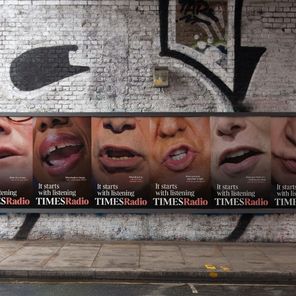 OOH poster of political leaders' lips