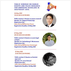 Strengthening Human Rights and Peace Research and Education in ASEAN/ Southeast Asia (SHAPE-SEA); Faculty of Arts and Social Sciences, University of Malaya (UM) under Research Group on Revision the Politics of Human Rights in Southeast Asia (GPF0035-2020); and Universitas Indonesia (UI) will hold a Seminar on Human Rights and Peace Research For Emerging Scholars in Southeast Asia