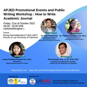 APJED Promotional Events and Public Writing Workshop : How to Write Academic Journal