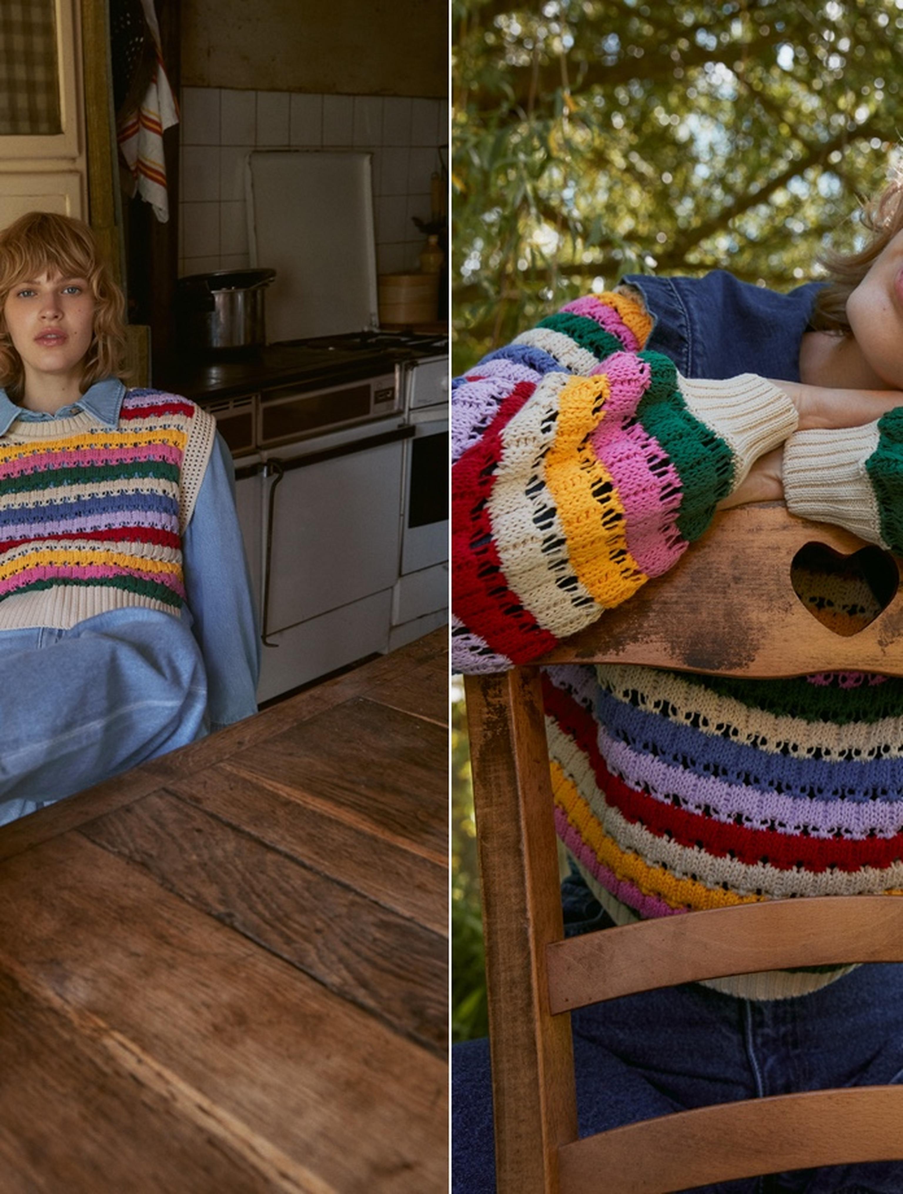 Edited Jumper Tiare Crochet Knit Rainbow