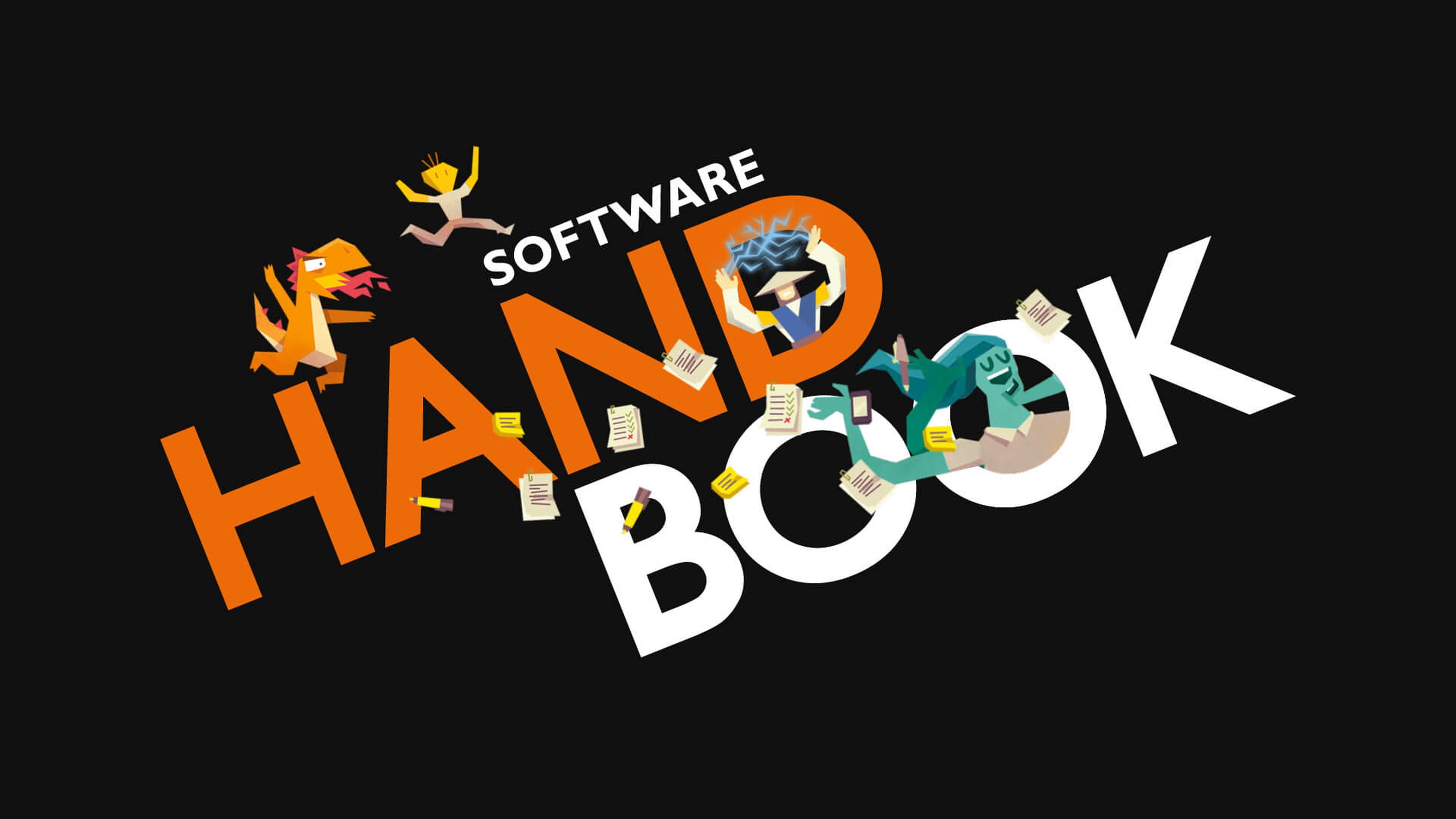 The Software Handbook logo on a black background