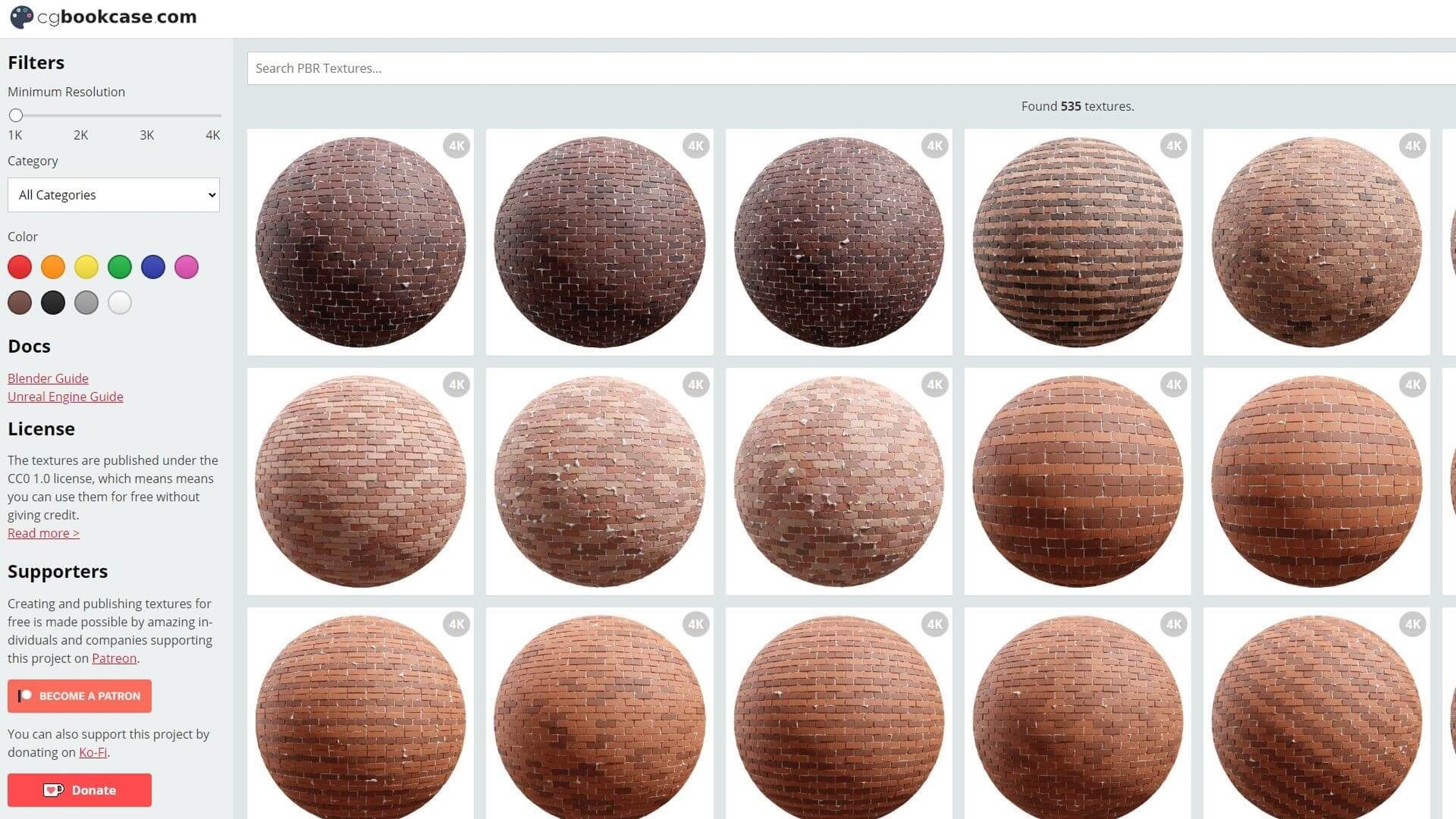 a screenshot taken from the website cg bookcase showing spheres with different textures