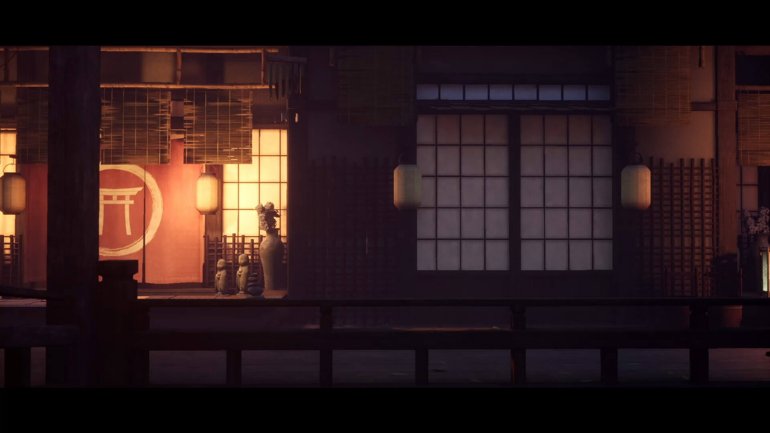 An animated tour around a set of ancient Japanese buildings