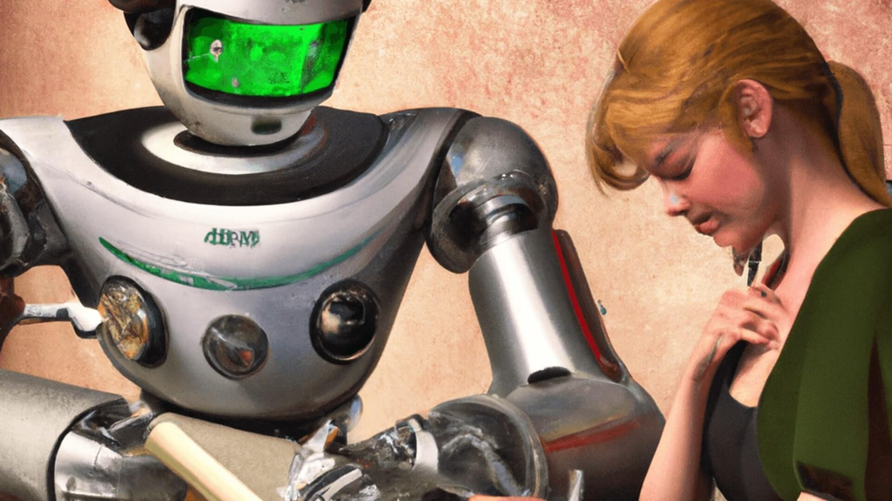 AI image generated by Saint John Walker, Dean of Industry Engagement, showing a robot helping a girl with her homework.