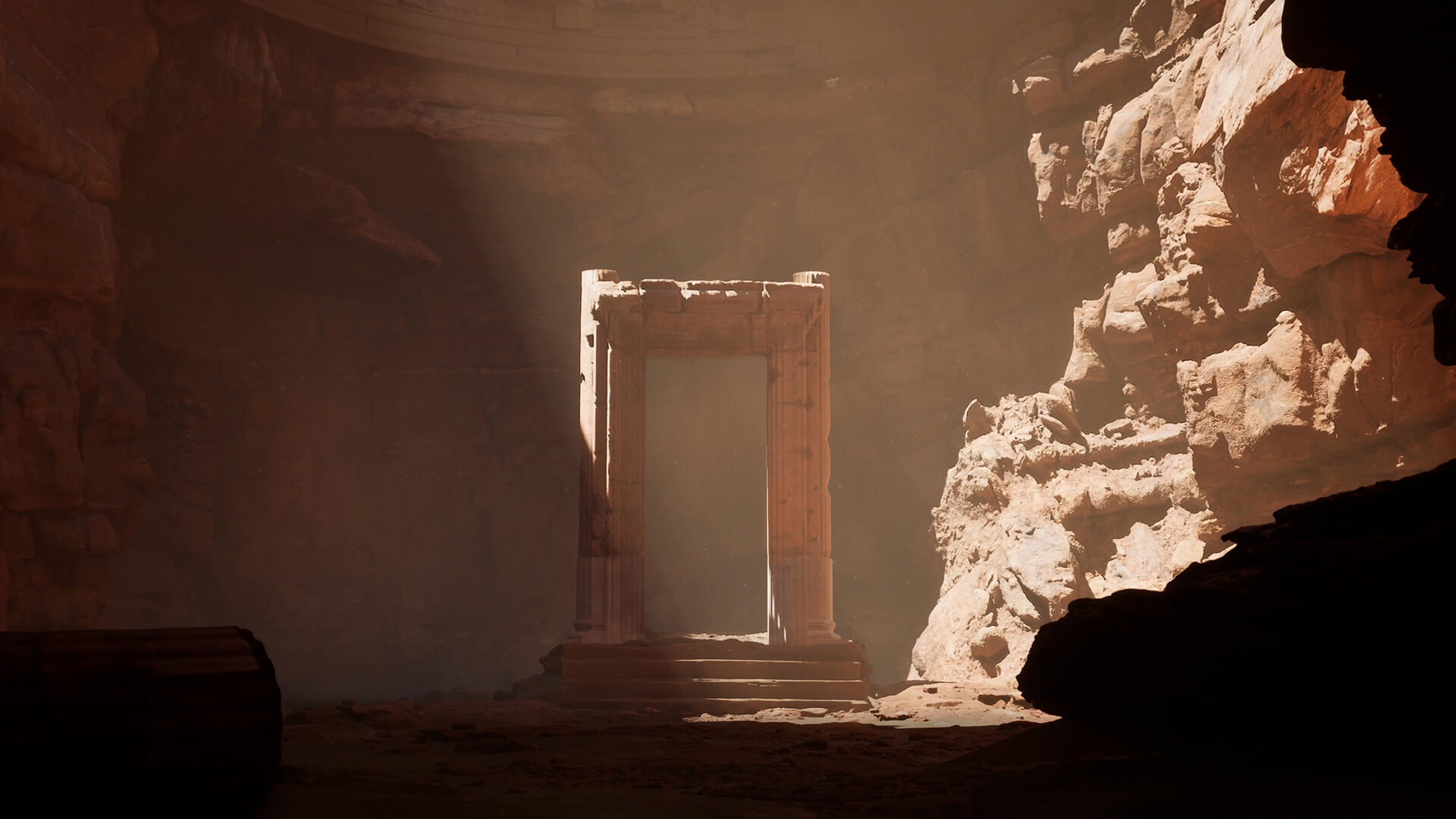 A doorway located in a desert canyon