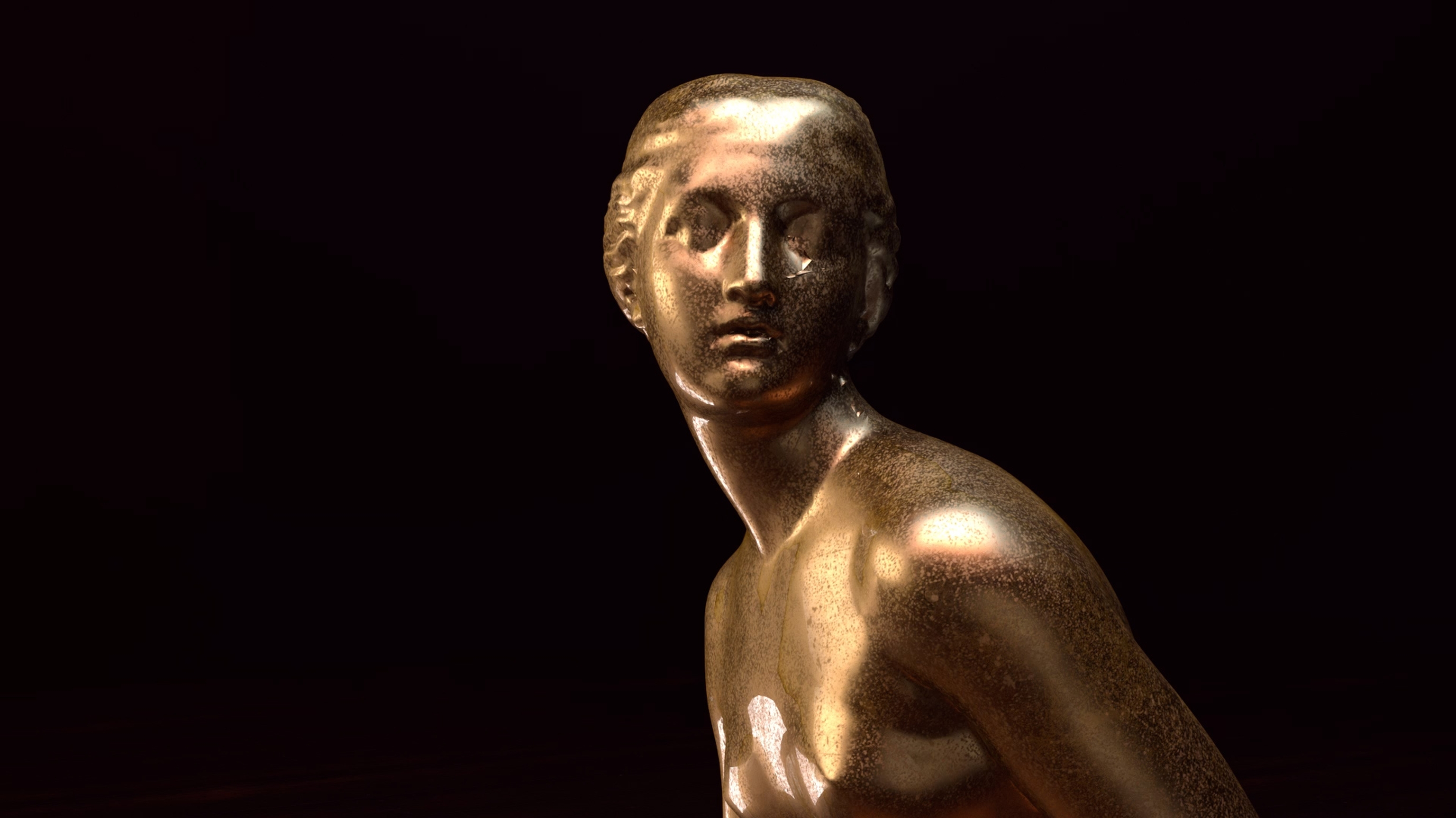A bronze female statue