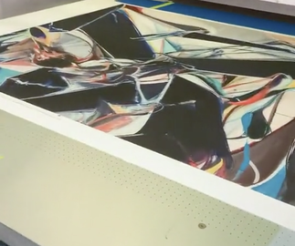 silkscreen printing process of a large-scale Jia Aili artwork