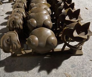 rows of bronze parts lined up
