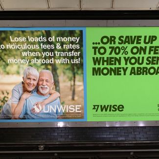 Wise Be Smart Get Wise OOH poster at tube platform