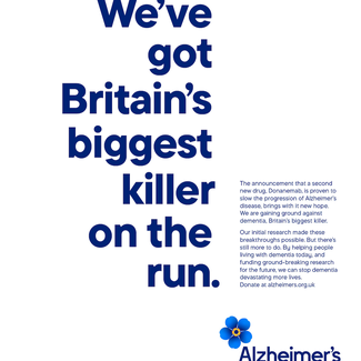 New Commercial Arts, Alzheimer's Society, Britain's biggest killer ad