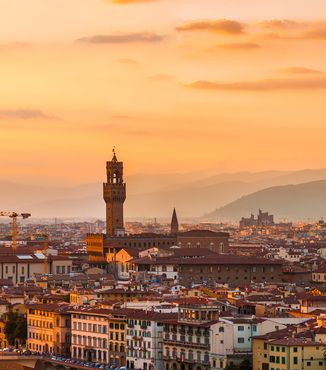 city skyline of florence at sunset in italy