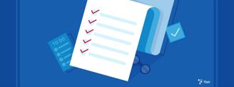 HR Audit to-do list with red checkmarks on a blue background