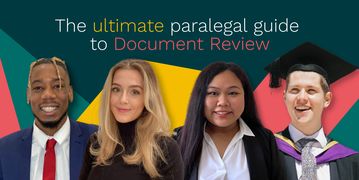 A four-strong cohort of budding paralegals assemble in a line, as they brace themselves to impart knowledge on the nature of document review in law