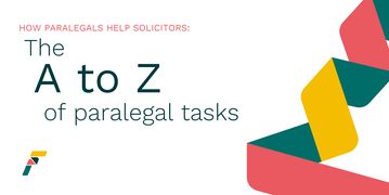 A Flex Legal blog banner in white, detailing the A to Z of paralegal tasks