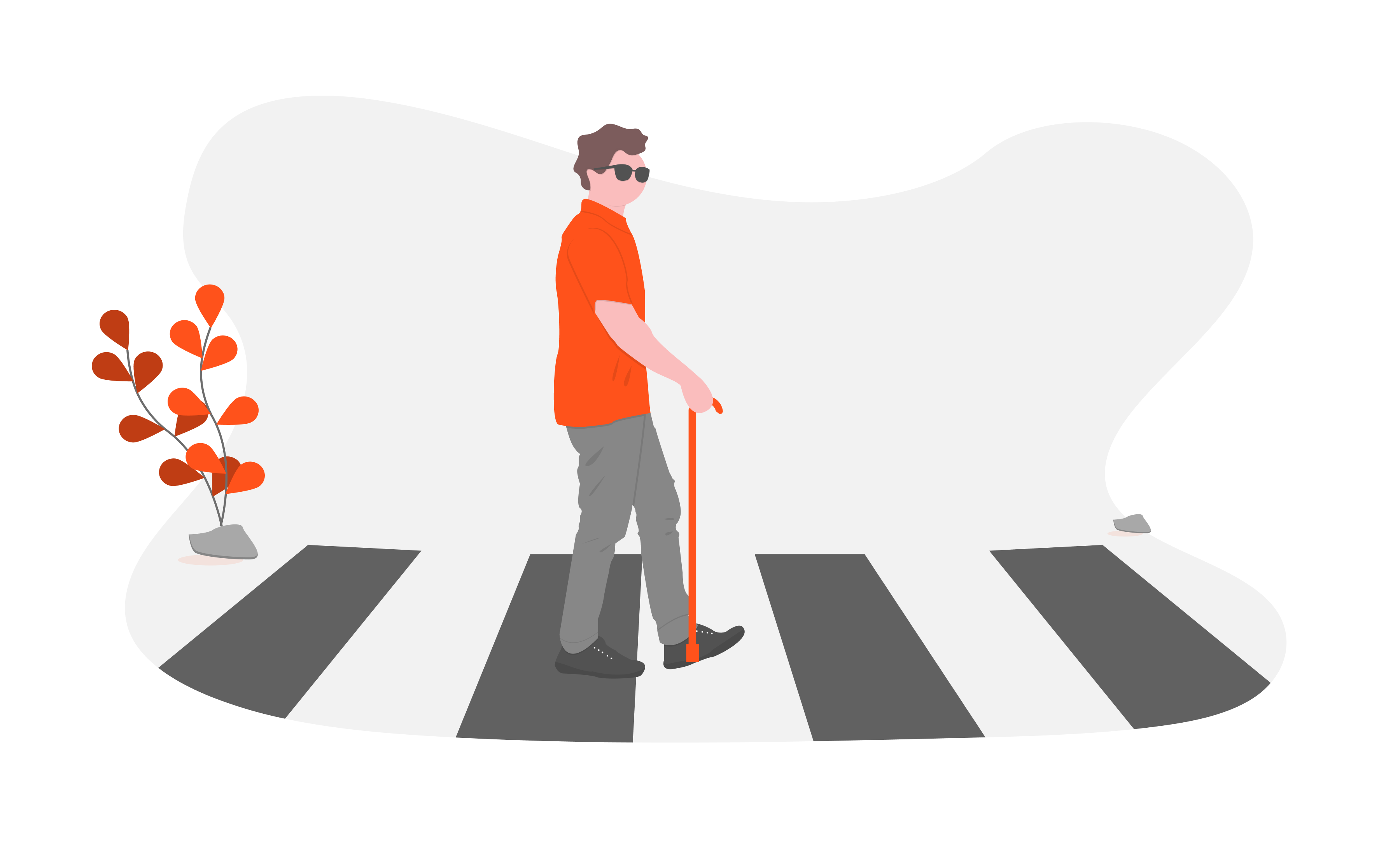 Illustration: Blind man crossing the street.