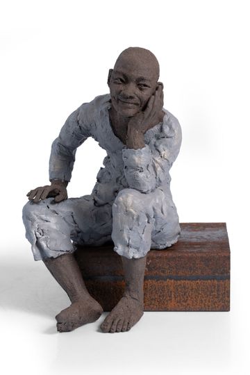 Happy sculpture, sculpture joyeuse, moine bouddhiste